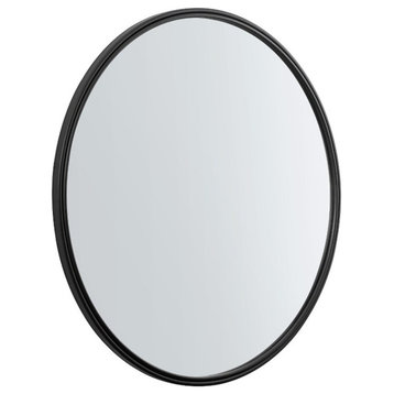 36" Metal Double Ribbed Frame Mirror - Black