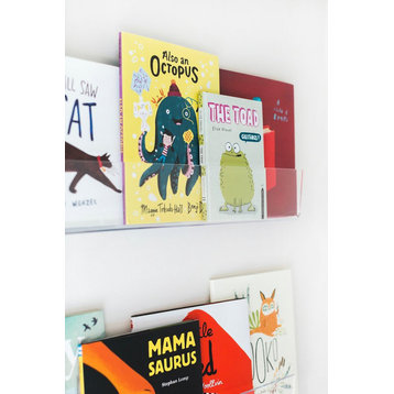 Peekaboo Clear Acrylic Book Shelves (Set of 2), 36"x3.25"x8.5"