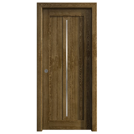 Sliding Pocket Door 30x80 in| Ego 5014 Marble Oak |Frosted Glass