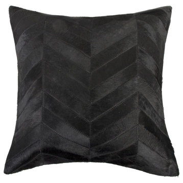 Torino Chevron Pillow, Black, 18"x18"