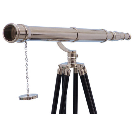 Floor Standing- Chrome Galileo Telescope 65''- Nautical Decor- Chrome Telescope