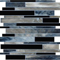 Smokey Steel Linear Glass Mosaic Tile - Mosaic Tile