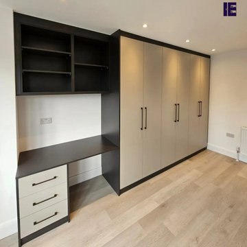 Stylish Pebble and Graphite Grey Wooden Hinged Wardrobe Set in Pinner
