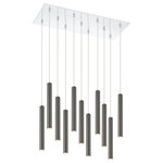 Z-Lite - Z-Lite 11 Light Island/Billiard, Chrome, 917MP12PBL-LED-11LCH - Designed with style in mind, this eleven-light pendant light is streamlined and stylish. Full of elongated lines, the windchime-inspired silhouette beams in pearl black.