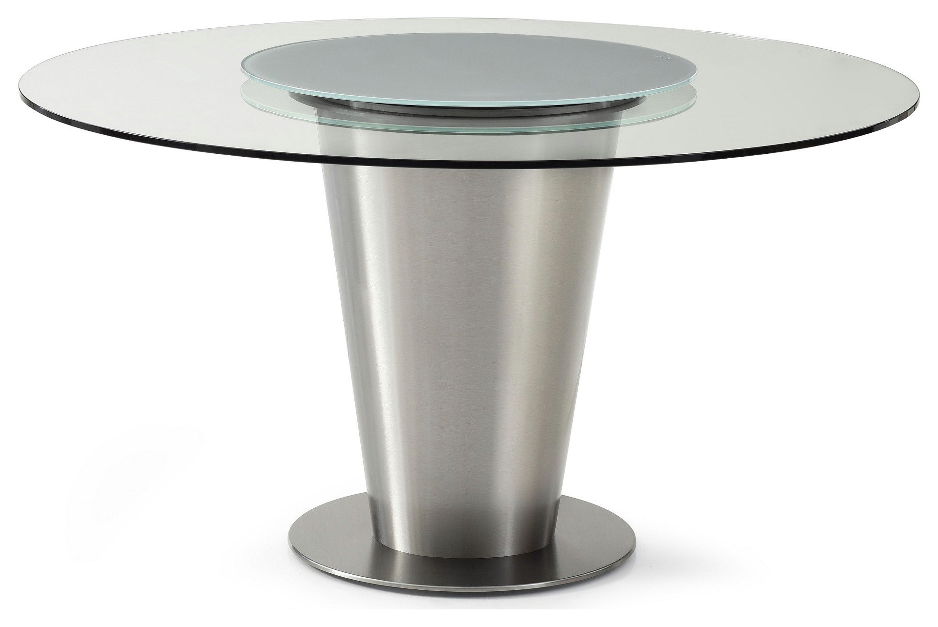 Round Glass Dining Table Top With Stainless Steel Base - Contemporary ...