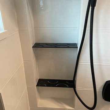 BATHROOM - Black & White Shower / Black Vanity / Black Faucets