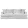 Sunset Trading Newport 94" Fabric Slipcovered Recessed Fin Arm Sofa in White