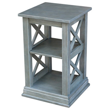 Hampton Accent Table With Shelves, Heather Grey-Antique Washed
