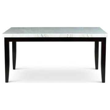 Westby Top Dining Table - White Marble Top, Ebony Wood Finish Base