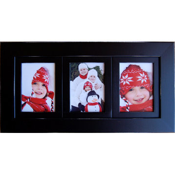 Collage Picture Frame With Three Openings Black Triple Frame, 4x6