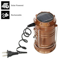 Solar Powered Camping Lantern, Solar LED Camp Light & Handheld Flashlight, Gold