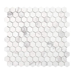 Cooper Small Mosaic Wall and Floor Tile, Volakas White Marble, Set of 10 - Wall And Floor Tile