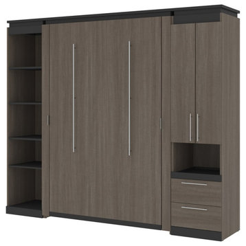 Atlin Designs 98" Full Murphy Bed with Narrow Storage in Bark Gray