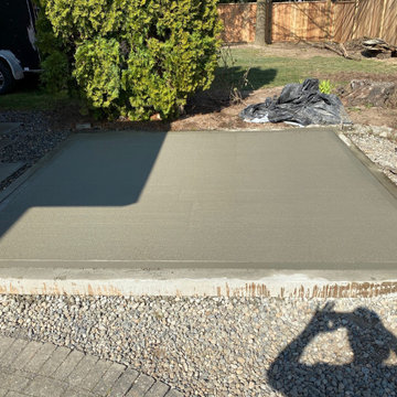 Cedar Shed on top of concrete pad install + 160' fencing with trailer gate