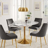 60" Dining Table, Oval, White Gold, Wood, Metal, Modern, Bistro Hospitality