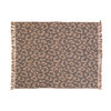 Woven Recycled Cotton Blend Leopard Print Throw With Fringe, Black and Tan