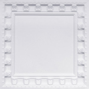 24"x24" D236 PVC Faux Tin Drop-in Ceiling Tiles, Set of 6, White Matte