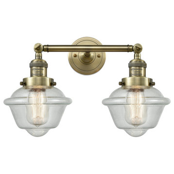 Innovations 2-LT LED Small Oxford 17" Bathroom Fixture - Antique Brass