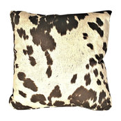 Cowhide Brown Animal Fur Decorative Throw Pillow, 18"x18"