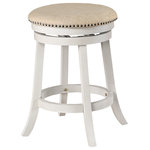 OSP Home Furnishings - 2-Pack Backless Round Swivel Stool With Beige Fabric and White-Wash Finish - The Round Swivel Stool from OSP Home Furnishings is a nimble option for your home seating arrangements. Both swivel stools are made of solid wood. Each one having an attached footrest for comfort. Perfect for your guests while dining or just simply for fun! Don't you want more out of your chair? This swivel stool makes sitting down a unique experience.