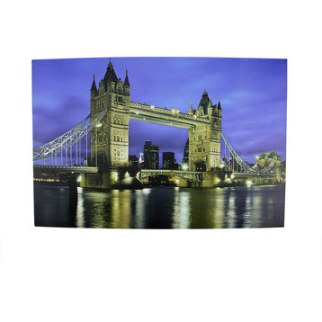 Battery Operated 6 LED London Bridge Scene Canvas Wall Hanging, 23.5"