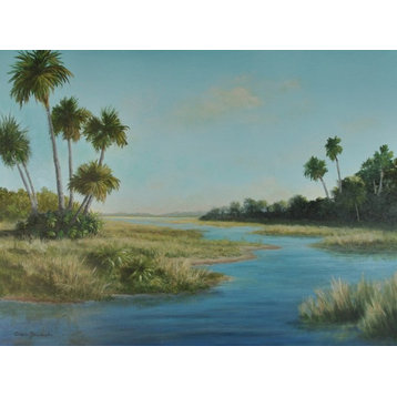 Florida Landscape Painting, tropical wall art, large original fine art
