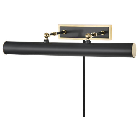 Holly 3-Light Picture Light, Aged Old Bronze Finish, Antique Brass/Black Shade