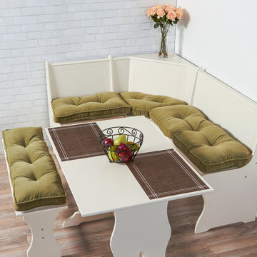 Kitchen Nook With Moss Bench Cushions