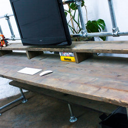 Ethan Reclaimed Scaffolding Desk with Built In Storage, Monitor Mount & Storage - Desks & Writing Bureaus