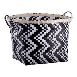 Room Essentials&trade; Medium Oval Woven Bin - Black and White Pattern - Products