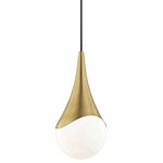 Mitzi by Hudson Valley Lighting - Mitzi Ariana 1-Light Small Pendant E26 Medium Base A15 Bulb Opal Glossy, Aged Br - An opal-glass shade effortlessly drops from a smooth, wave-like holder in this fixture that oozes style. Available in a wall sconce, pendant, bath and vanity and stunning 12-light chandelier, there's an option for every room in the house.