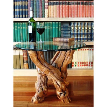Grapevine Side Table - Fiano - Made from retired CA grapevines, 24" Glass Top