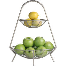 Modern Fruit Bowls And Baskets Handled 2-Tier Wire Fruit Basket