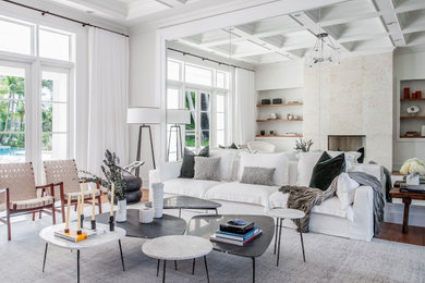 Example of a transitional living room design in Miami