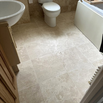 Renovating Travertine Bathroom Floor Tiles in Magor Newport