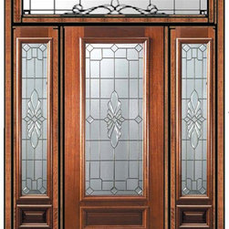 Prehung Sidelights-Transom Door 80 Mahogany Versailles 3/4 Lite - Front Doors
