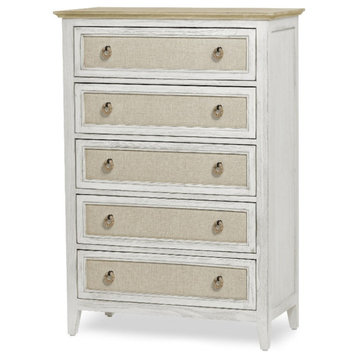 Sea Wind Florida Captiva Island Wood Chest with 5 Drawers in White/Light Brown