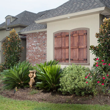 Exposed Pine Beams, Flooring & Ceiling, Cypress Shutters
