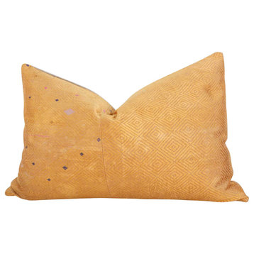 Satin Ochre Silk Phulkari Pillow