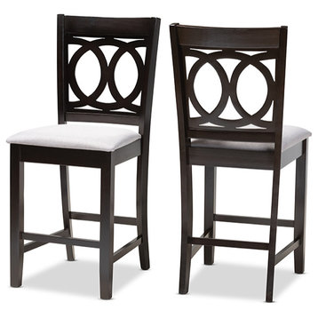 Lenoir Gray Espresso Browned Wood Counter Height Pub Chair Set of 2