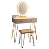 Costway Vanity Makeup Dressing Table with Mirror Touch Switch in White