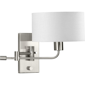 Carrick 1-Light Brushed Nickel Summer Linen Shade Transitional Wall Light