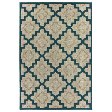 Oriental Weavers Latitude Grey/ Blue Geometric Indoor/Outdoor Rug 7'10"X10'