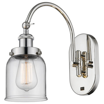 Bell Sconce, Polished Nickel, Clear, Clear