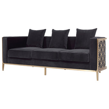 Veera Black and Gold 3 Seater Sofa
