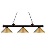 Z-Lite - Z-Lite 200-3BRZ+SG-MSG Riviera - Three Light Island/Billiard - Finished in Bronze this three light bar fixture usRiviera Three Light  Bronze/Satin Gold *UL Approved: YES Energy Star Qualified: n/a ADA Certified: n/a  *Number of Lights: Lamp: 3-*Wattage:150w Medium Base bulb(s) *Bulb Included:No *Bulb Type:Medium Base *Finish Type:Bronze/Satin Gold