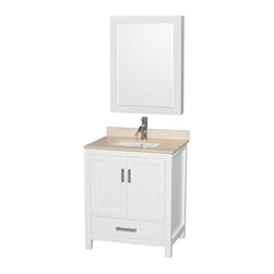 30 inch Transitional White Finish Bathroom Vanity Set - Bathroom Vanities And Sink Consoles