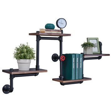4-Tier Industrial Wall Pipe Shelving Unit