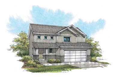 Craftsman two-story stucco house exterior idea in Salt Lake City