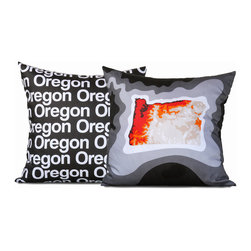 Oregon Map Pillow, Charcoal - Decorative Pillows